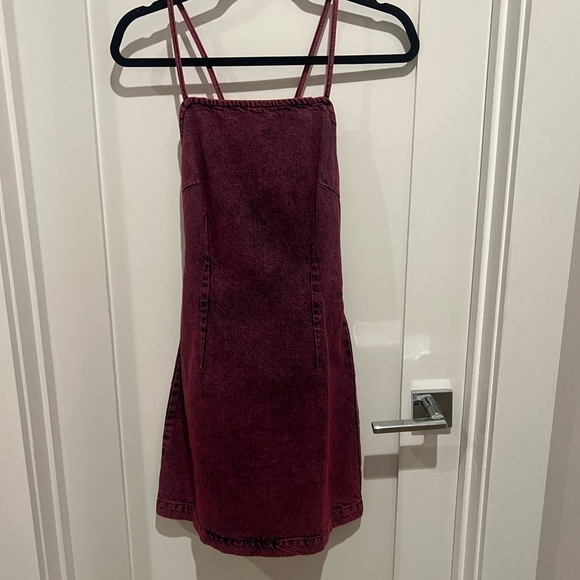 Topshop over dye denim dress in pink size 2 y2k Anthropologie J - Picture 13 of 13